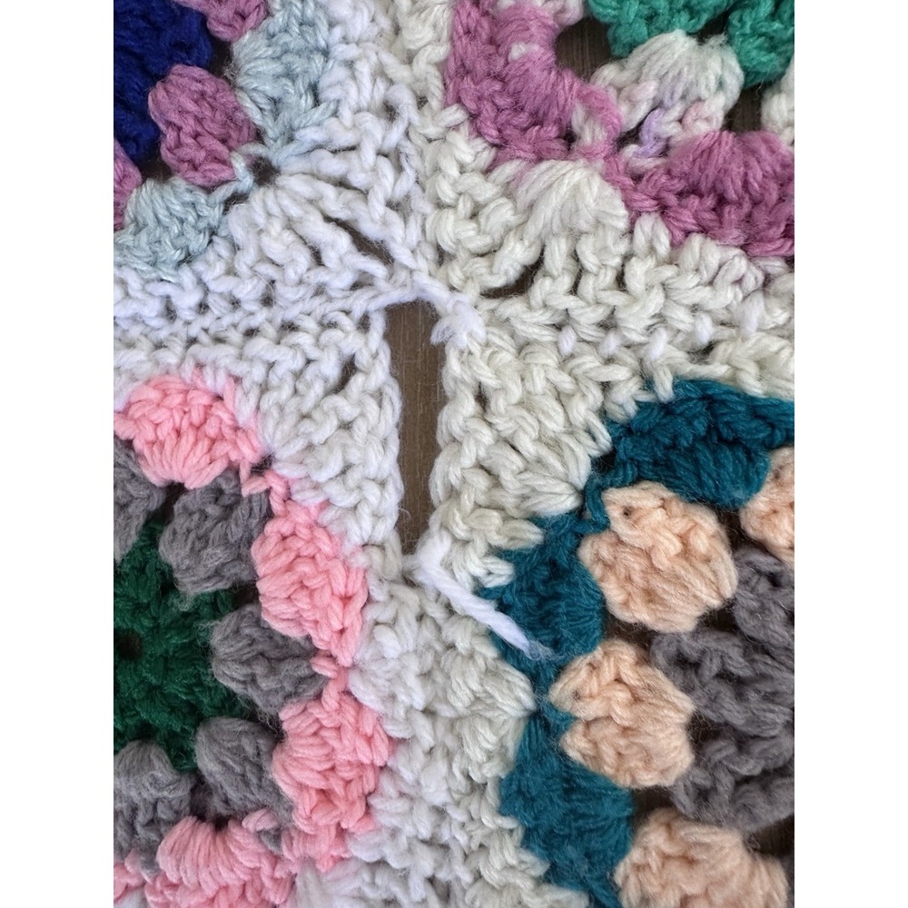 VTG Handmade Granny Square Crochet Afghan Throw Floral Lap Blanket 54x44 Boho - Picture 4 of 12